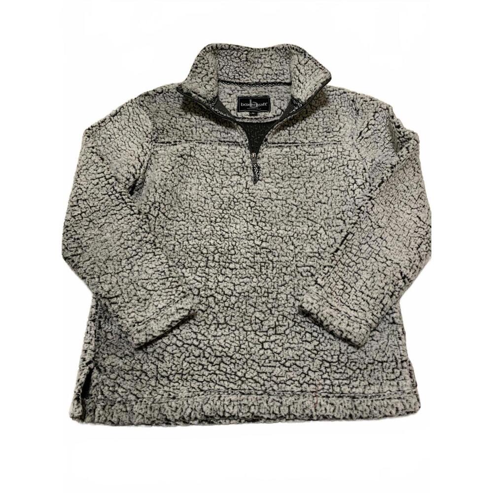 Boxercraft Men's Size M Gray Sherpa Fleece Quarter-Zip Pullover Jacket